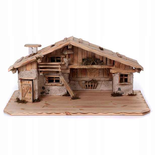 Vánoční Betlém Stajenka Dekorace 80x40x38 CM Pro Postavy 12-16 CM