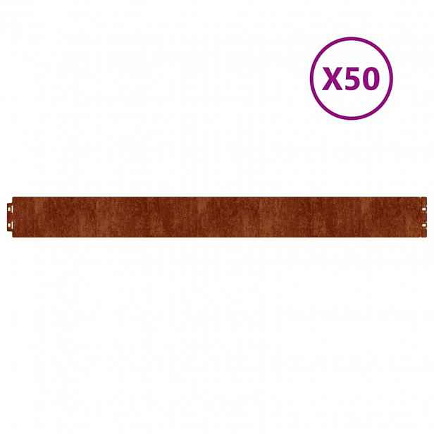 vidaXL Travní lemy 50 ks 10 x 103 cm flexibilní cortenová ocel