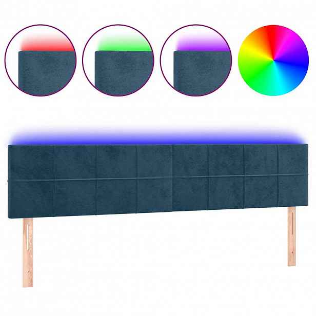 vidaXL Čelo postele s LED tmavě modré 200x5x78/88 cm samet