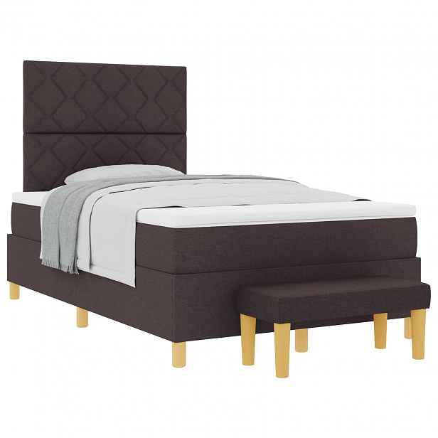 vidaXL Postel s boxspringem s čelo Tmavě hnědá 190 x 120 cm textil