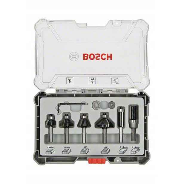 Bosch Sada Fréz 6 Ks. Úchyt 8mm Trim & Edging B2607017469