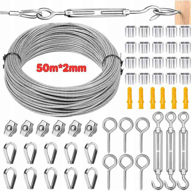 Lanko 304 Ocelové Pozinkované Nerezové Odolné Silné Pvc 50 M 2 MM