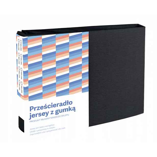 Prostěradlo Jersey Černé 180X200 Bavlněné Husté Silné S Gumičkou Matné
