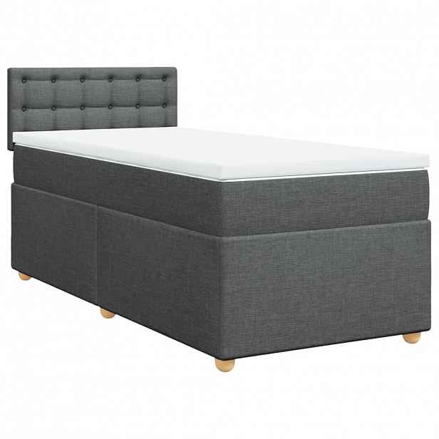 vidaXL Box spring postel s matrací tmavě šedá 90x200 cm textil