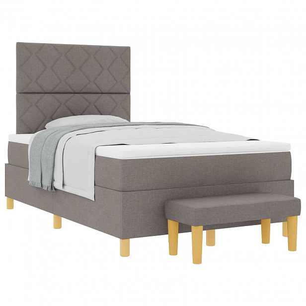 vidaXL Postel s boxspringem s čelo Taupe 190 x 120 cm textil