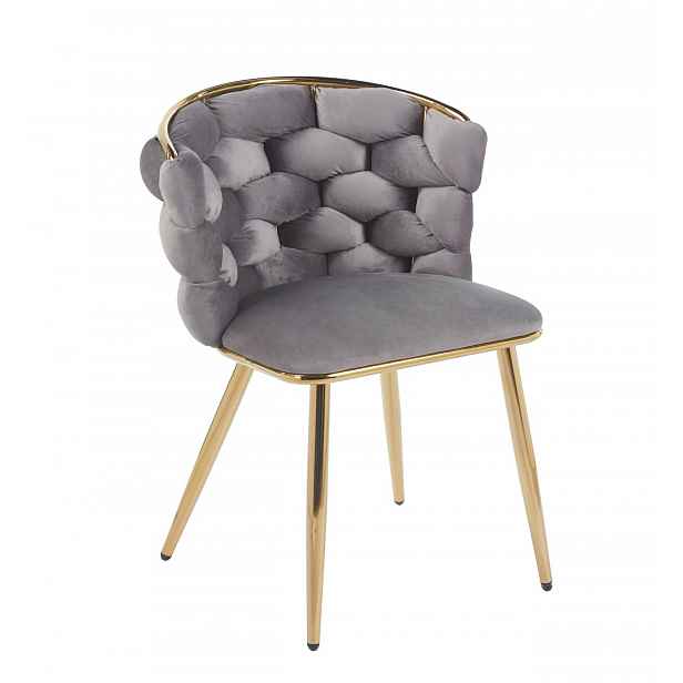 Designová jídelní židle EVANDOR - šedá / zlatá