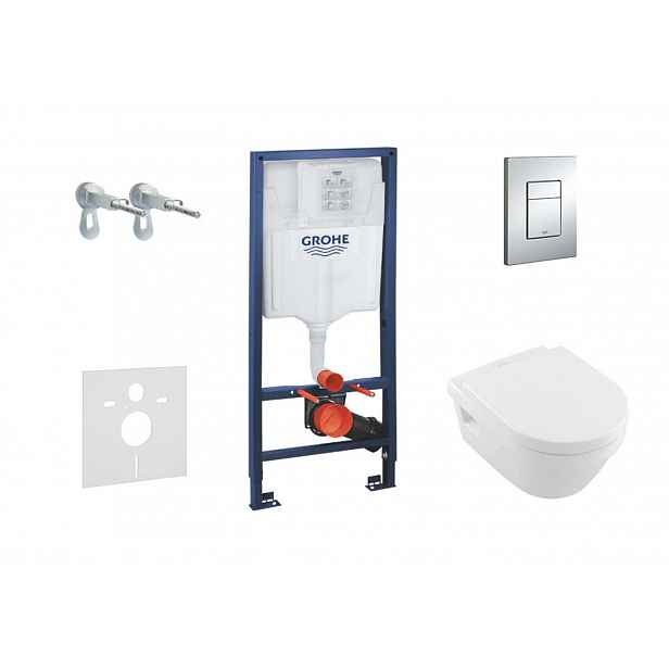 Grohe Rapid SL - Set předstěnové instalace, klozetu a sedátka Villeroy & Boch, tlačítka Skate Cosmopolitan, chrom 38528SET-KB
