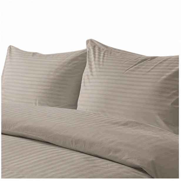Sada Povlečení Damašek 160x200 2 x 50x60 Light Brown Zámek Pásy 1 Cm