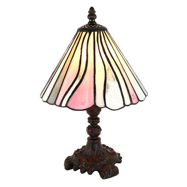 Béžovo-růžová stolní lampa Tiffany Tasia - Ø 20*34 cm E14/max 1*25W Clayre & Eef