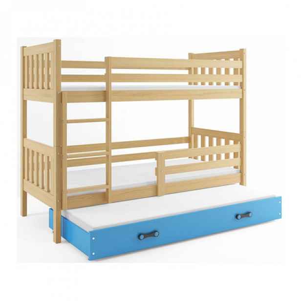 Dětská postel CARINO s výsuvnou postelí 80x190 cm - borovice Modrá