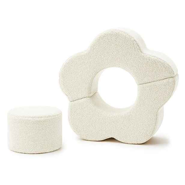 Krémové pěnové hřiště 3 ks z materiálu bouclé výška 27 cm 88x90 cm – Meowbaby