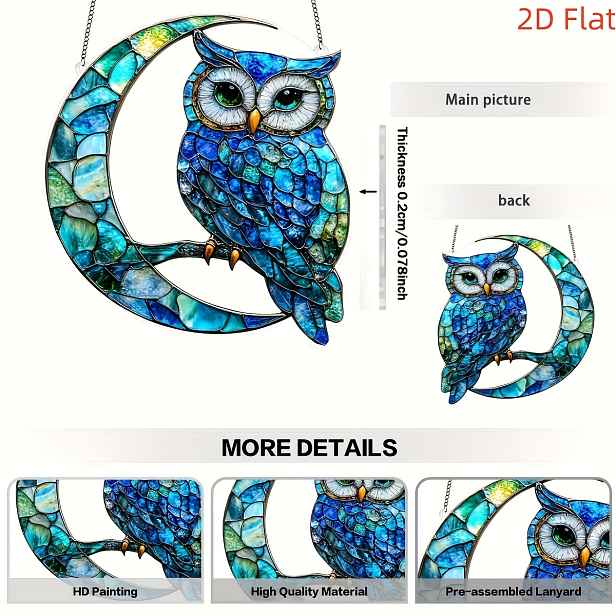 TEMU 2D Plochý, 8"x7" 2-Dimenzionální Zvířecí Motiv Odolný Akrylovaně Visící Dekor, Ideal pro Autodekorace a Nástenné Umělství v zahradách Verandach