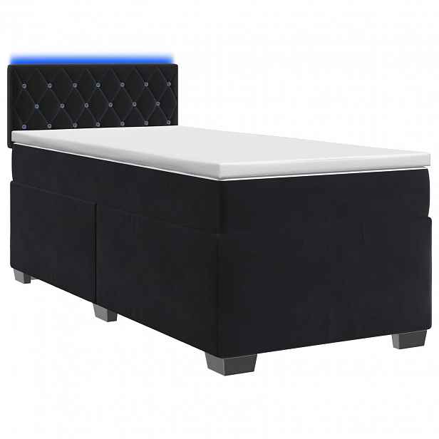 vidaXL Box spring postel s matrací a LED Černá 90 x 190 cm Samet