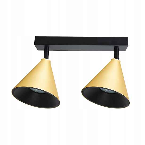 Stropní svítidlo dvojitá, nastavitelné reflektory, kužely, zlatá, černá Milagro