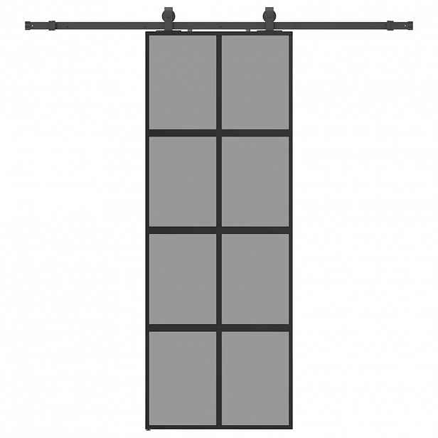 vidaXL Posuvné dveře se sadou kování černé 76x205 cm Tvrzené sklo
