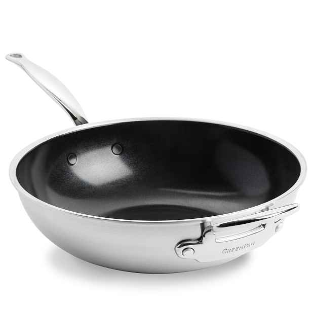 GreenPan Premiere nerezová wok pánev s keramickým povrchem, 30 cm CC003821-001