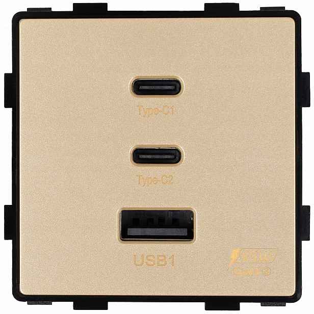 Modul Rychlá Nabíječka Usb A 2xC 65W DC Smart Home Vložka Do Rámečků Zlatá