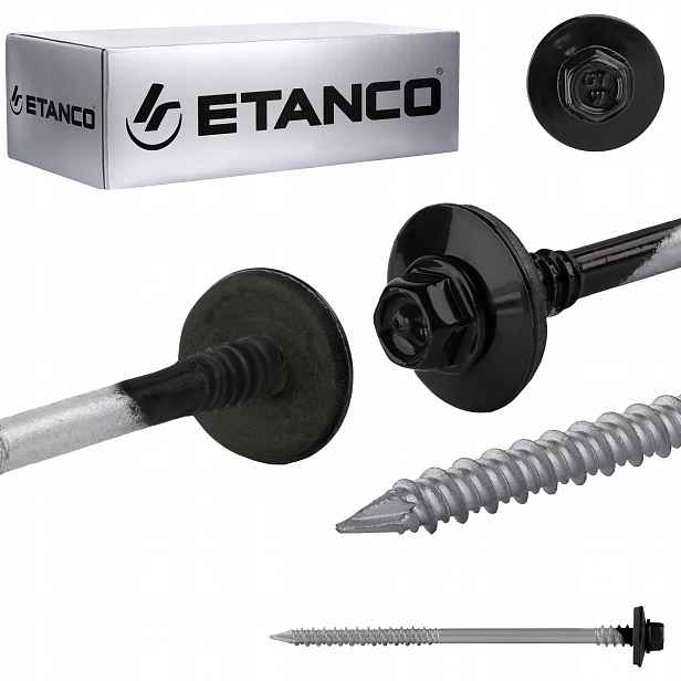 Šrouby do sendvičové desky 140 mm Ral 9005 100s pro dřevo betonu Etanco Gtrw