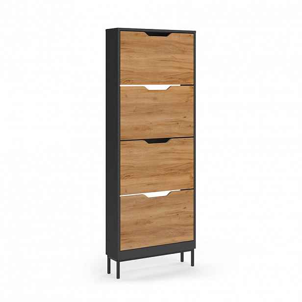 Vicco BOTNÍK NA BOTY Luca, Antracit/Zlatý mocný dub, 59 x 157.5 cm se 4 výklopnými přihrádkami