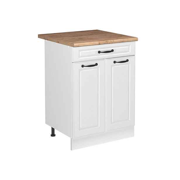 Vicco SKŘÍŇKA POD DŘEZ R-Line, Bílý venkovský dům/Bílá, 60 cm pracovní deska Zlatý mocný dub