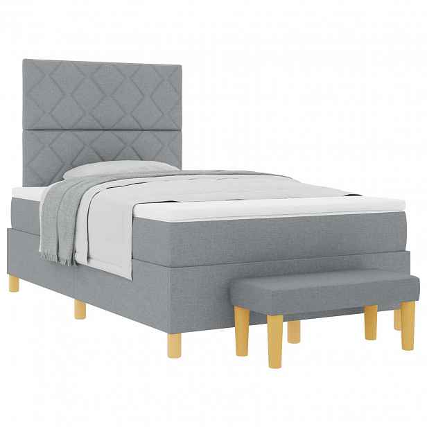 vidaXL Postel s boxspringem s čelo Světle šedá 200 x 120 cm textil