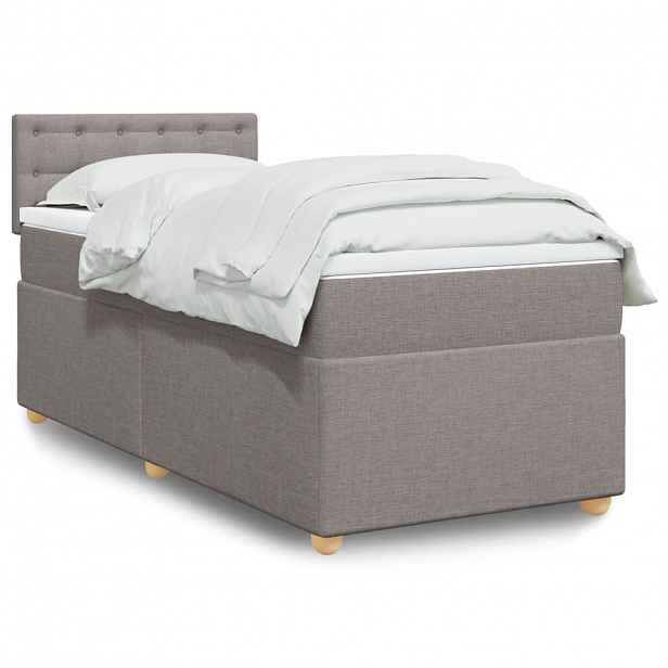 vidaXL Box spring postel s matrací taupe 90x200 cm textil