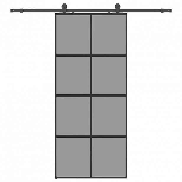 vidaXL Posuvné dveře se sadou kování černé 90x205 cm Tvrzené sklo