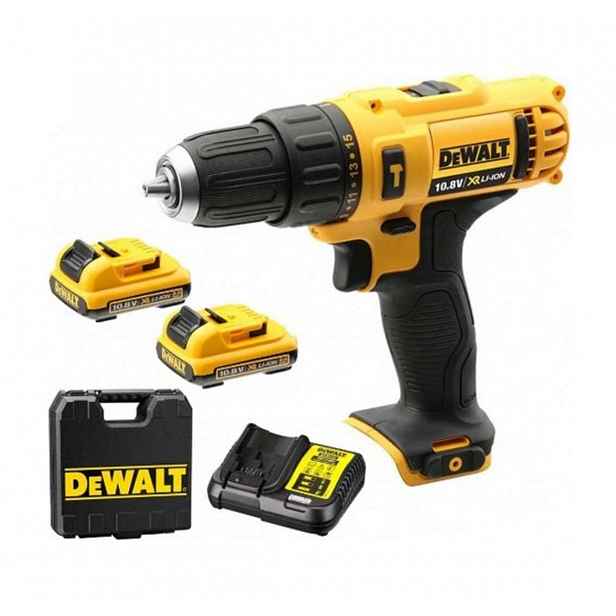 DeWALT - 10,8V AKU vrtačka s příklepem, 2x aku 2,0 Ah Li-Ion, nabíječka DCD716D2