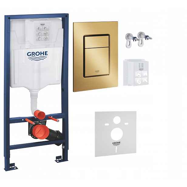 Kompletní podomítkový Wc set – rám Grohe zlaté kartáčované tlačítko