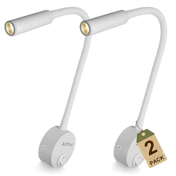 Led Nástěnné Lampy 2 Ks 3W 3000K Ohebné Rameno Na Čtení Bílé