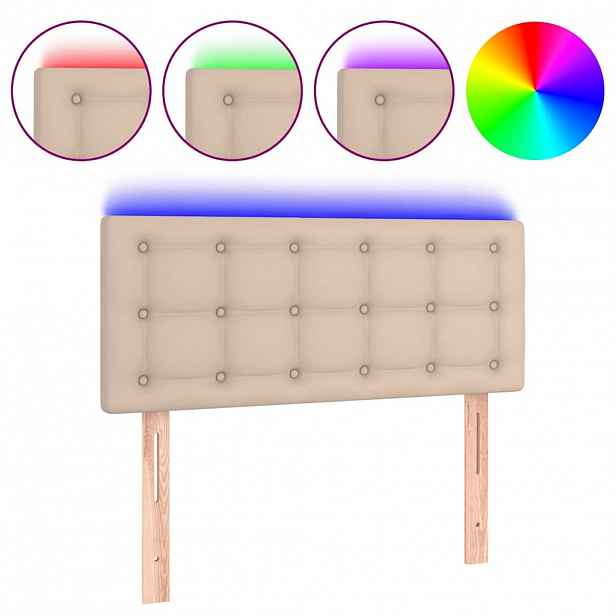 vidaXL Čelo postele s LED cappuccino 80 x 5 x 78/88 cm umělá kůže