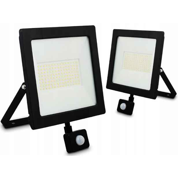 Lampa Halogen Osvětlovač Bílý Studený 100W IP65 PiR Snímač pohybu soumraku