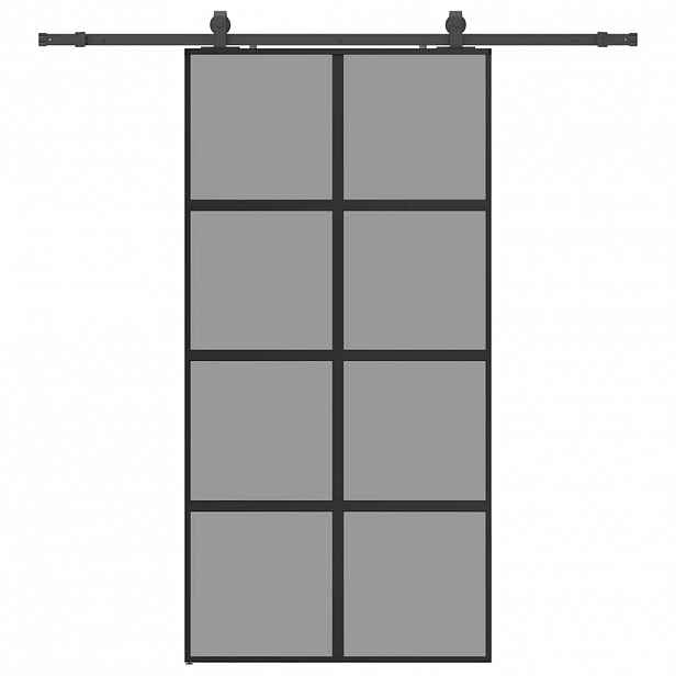 vidaXL Posuvné dveře se sadou kování černé 102,5x205 cm Tvrzené sklo