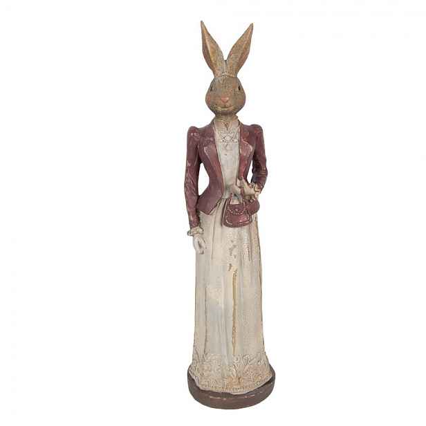 Noblesní vintage králičí dáma v šatech a saku - 9*9*35 cm Clayre & Eef