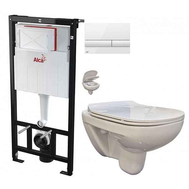 Předstěnový instalační systém s bílým tlačítkem M1710 + WC bez oplachového kruhu Edge + SEDÁTKO AM101/1120 M1710 EG1