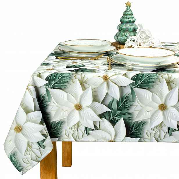 Vánoční ubrus 150 x 130 cm na Vánoce Bílá betlémská hvězda