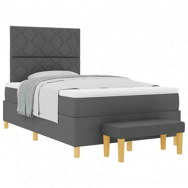 vidaXL Postel s boxspringem s polštářem Tmavě šedá 200 x 120 cm textil