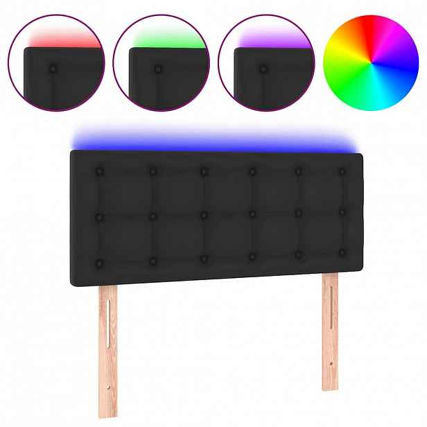 vidaXL Čelo postele s LED černé 90x5x78/88 cm umělá kůže
