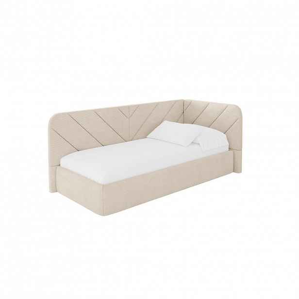 ALTDECOR JEDNOLŮŽKOVÁ POSTEL pro mládež s úložným prostorem, vlevo - FIKY 90x200 béžová