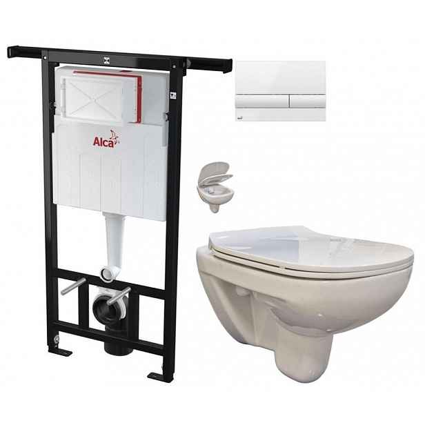 Předstěnový instalační systém s bílým tlačítkem M1710 + WC bez oplachového kruhu Edge + SEDÁTKO AM102/1120 M1710 EG1