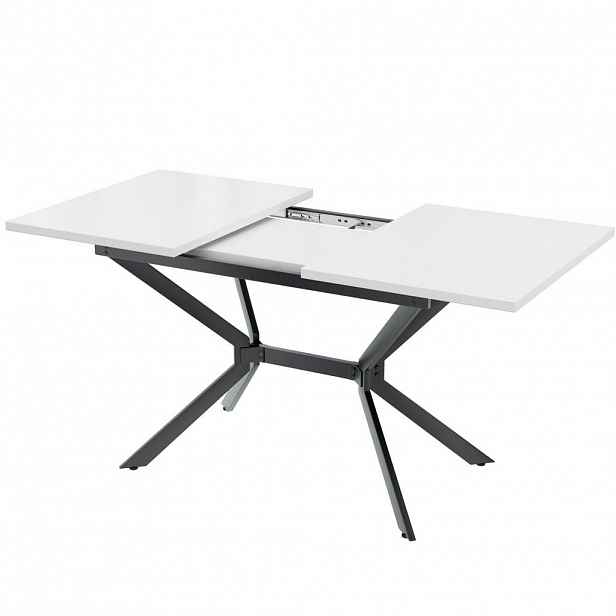 Redom ROZKLÁDACÍ jídelní stůl 120/160/80 cm z MDF s kovovými nohami, pro 4–6 osob, Bílá