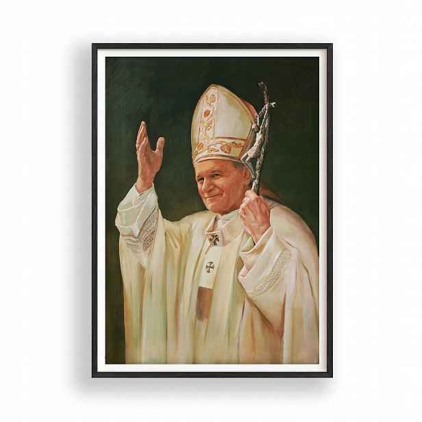 Obraz Jan Pavel II. Plakát A3 Černý dřevěný Rámeček 30x42 cm