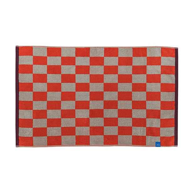 Oranžová/béžová koupelnová předložka do sprchy z bio bavlny 50x80 cm Retro – Mette Ditmer Denmark