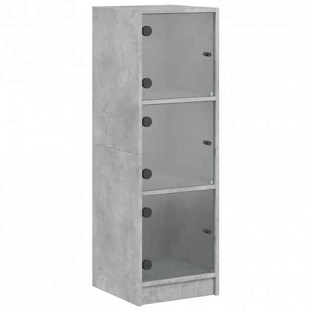 vidaXL Highboard se skleněnými dvířky betonově šedý 35 x 37 x 109 cm