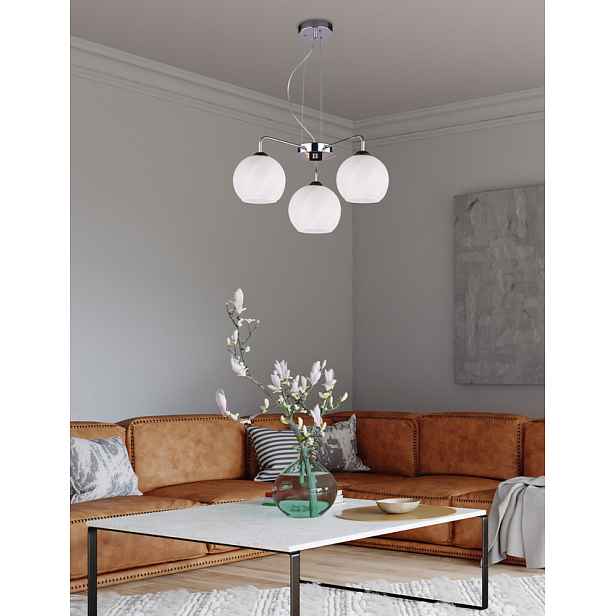 Závěsná lampa Larix chrom 3x40W e27 bílé stínidlo