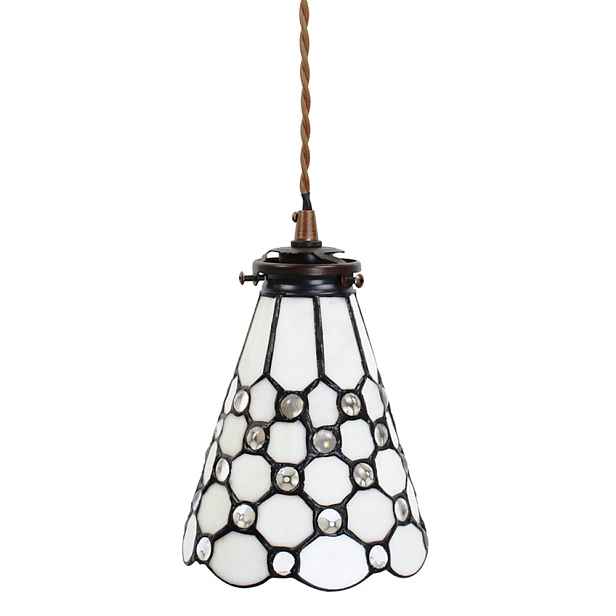 Závěsná Tiffany lampa kamínky TransparentEye - Ø 15*115 cm E14/max 1*25W Clayre & Eef