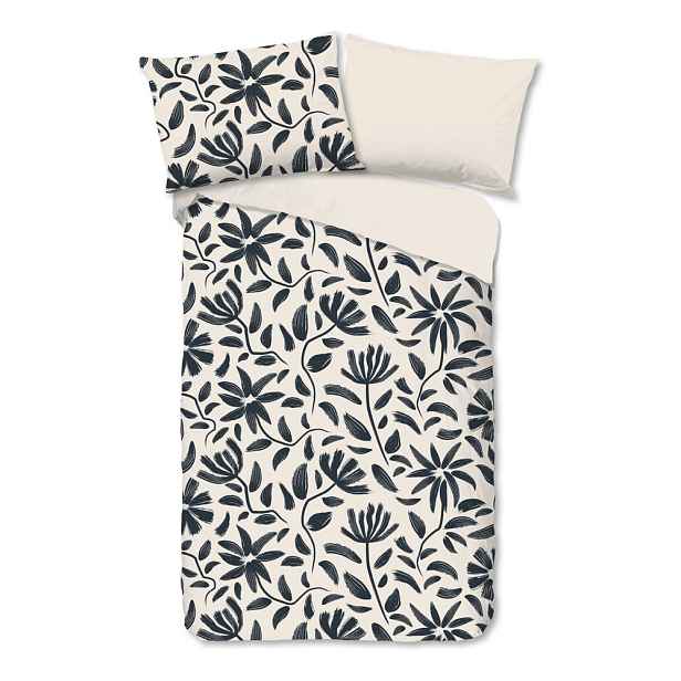 Černé/béžové bavlněné povlečení na jednolůžko 140x200 cm Emilia – Good Morning