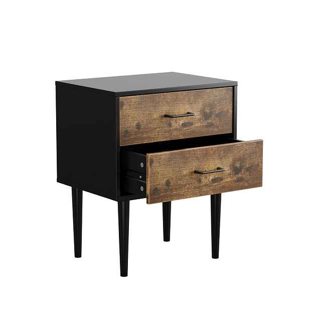 EVRYAE BOČNÍ SKŘÍŇ MDF, retro design, 2 zásuvky, stabilní dřevěné nohy, 35kg