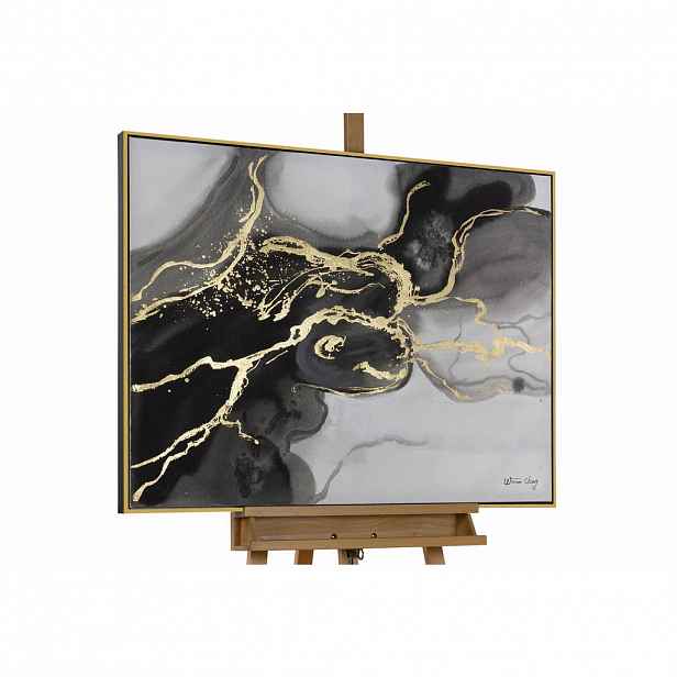 KUNSTLOFT RUČNĚ MALOVANÝ AKRYLOVÝ OBRAZ ČERNÝ/ŠEDÝ, 103/78 CM