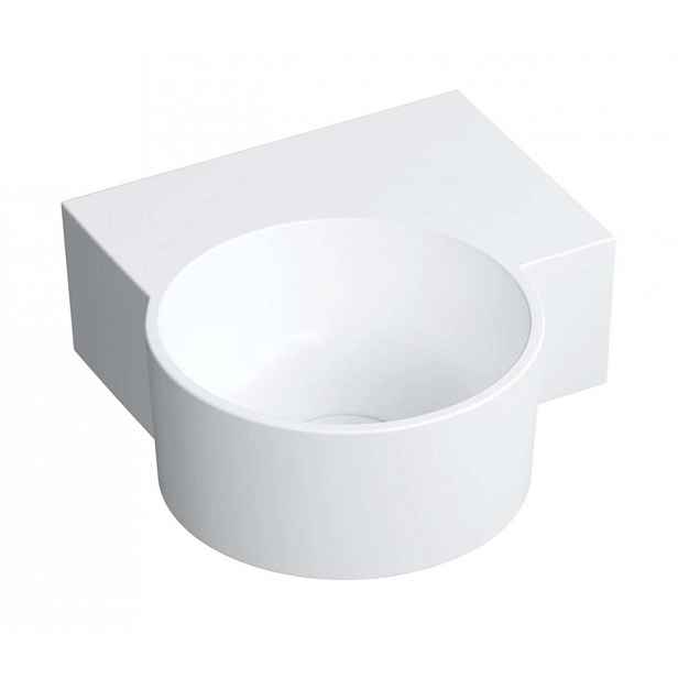 OMNIRES Ovo M+ - Umývátko 34x35 cm, bez přepadu, bez otvoru pro baterii, pravé, matná bílá OVO335UWPBM